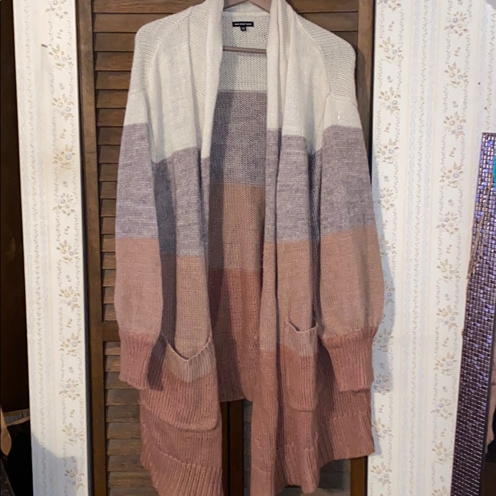 Who What Wear striped open cardigan